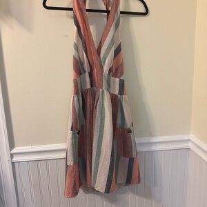 American Eagle Outfitters Pink and Gray Halter Sundress